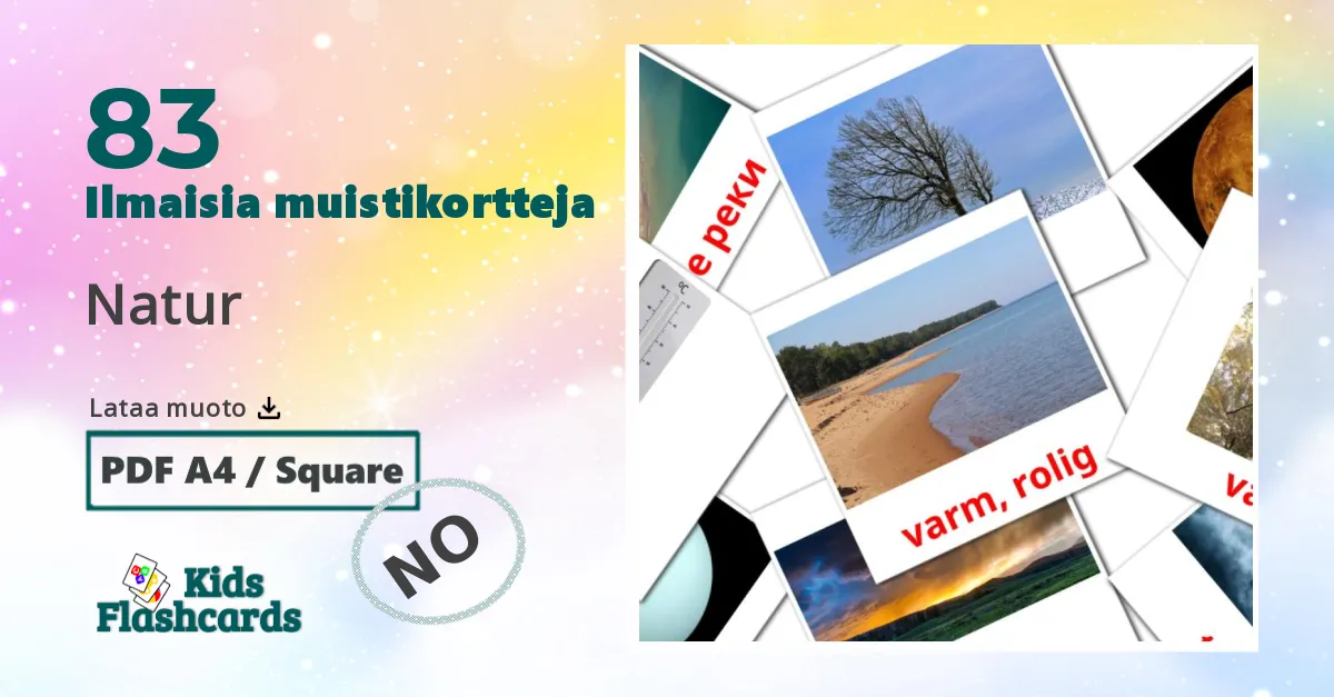 Natur – lasten kuvakortit norjanksi sanastoon