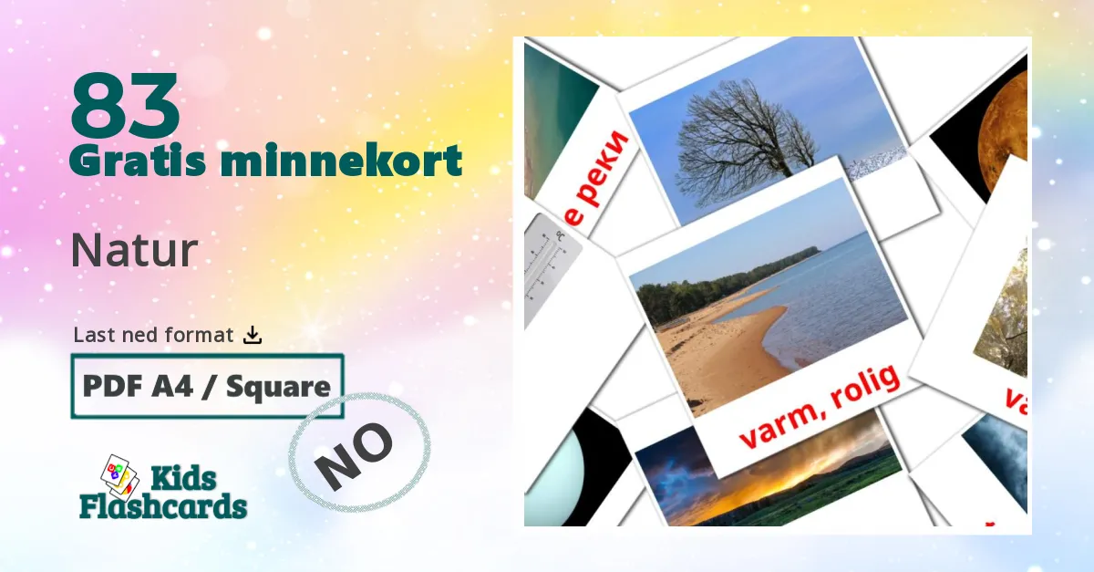 Natur bildekort for barn på marathi
