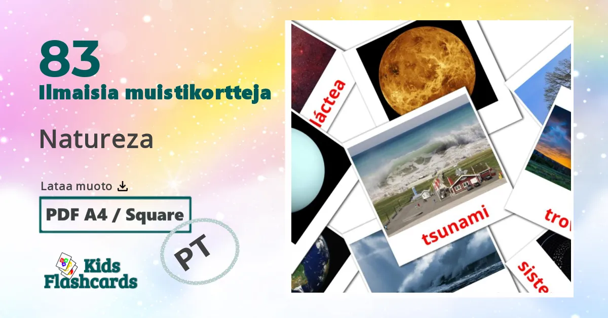 Natureza – lasten kuvakortit portugalinksi sanastoon
