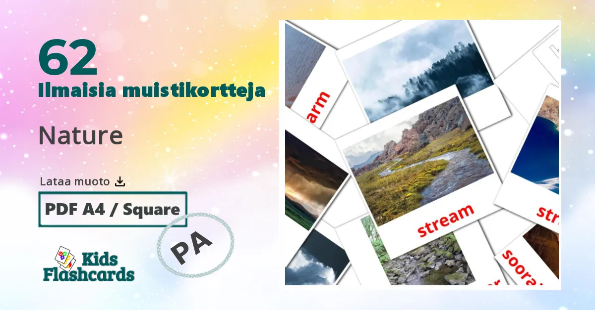 Luonto lasten kuvakortit