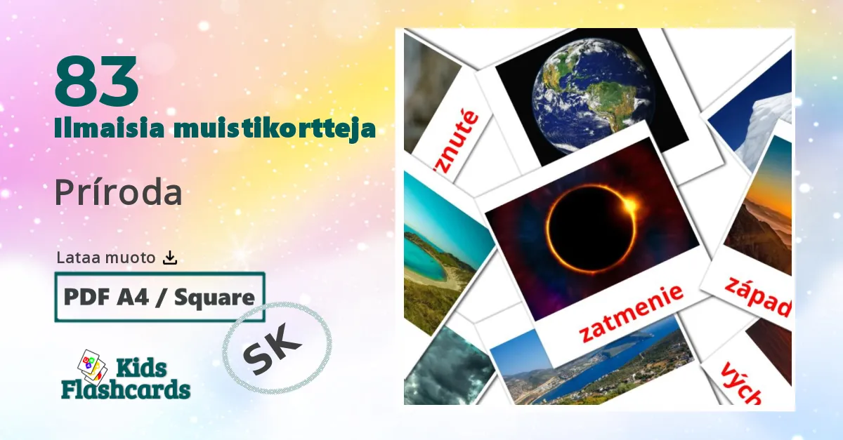 Príroda – lasten kuvakortit slovakianksi sanastoon