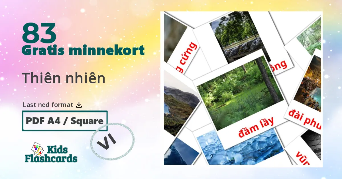 Thiên nhiên bildekort for barn på vietnamesisk