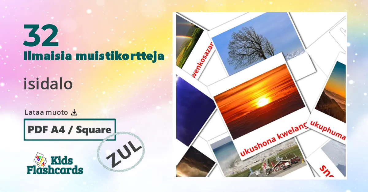 isidalo – lasten kuvakortit zuluksi sanastoon