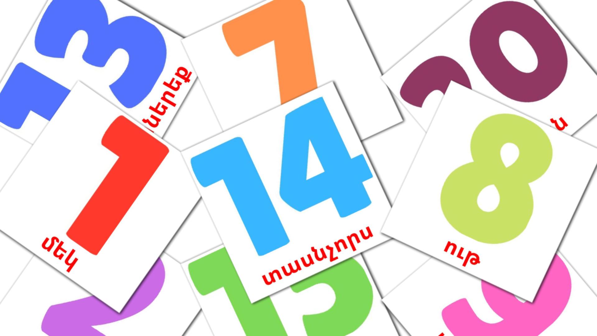 Numbers (1-20) - armenian vocabulary cards