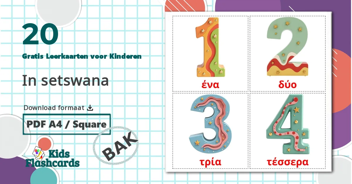 20 Getallen(1-20) Leerkaarten voor kinderen