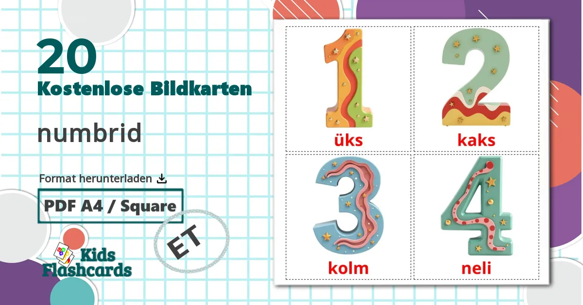 20 Bildkarten für numbrid