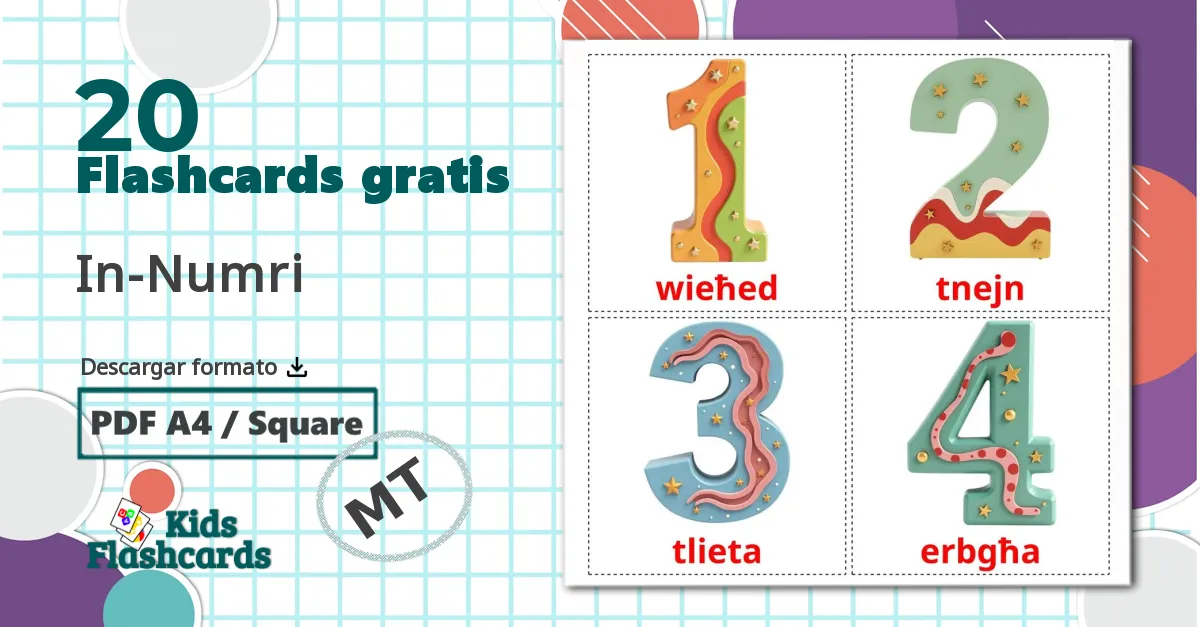 20 tarjetas didacticas de In-Numri