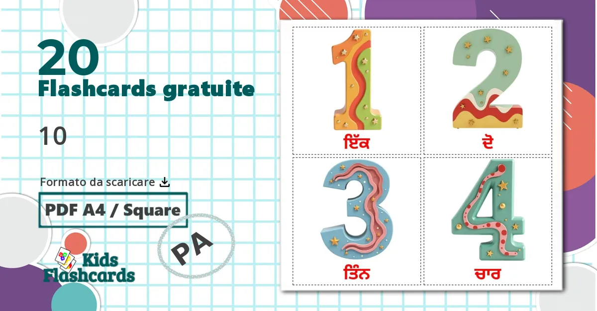 20 flashcards di Numeri (1-20)