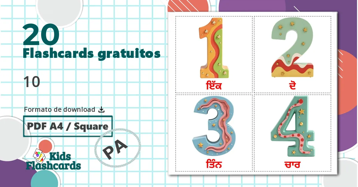 20 Números (1-20) Leerkaarten voor kinderen