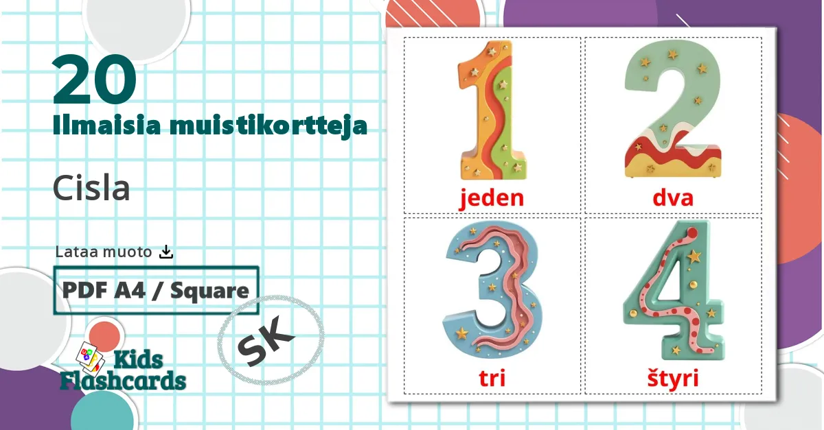 20 Cisla lasten kuvakortit