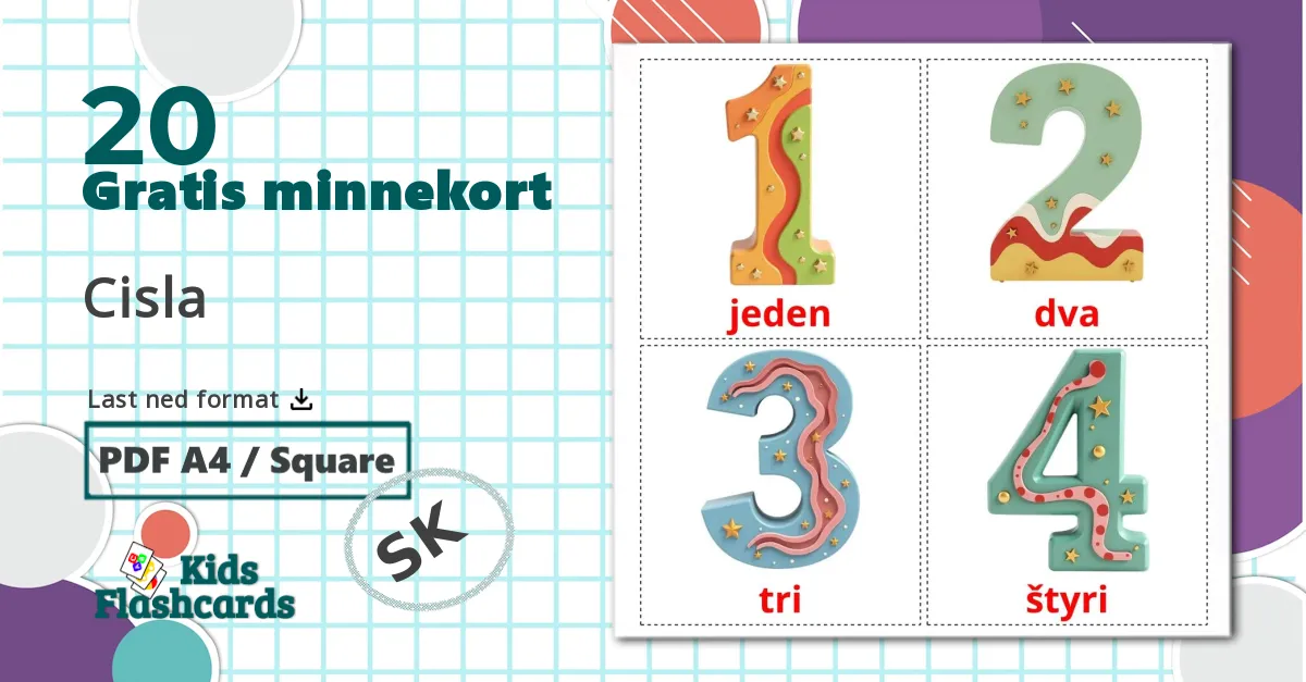 20 Cisla bildekort