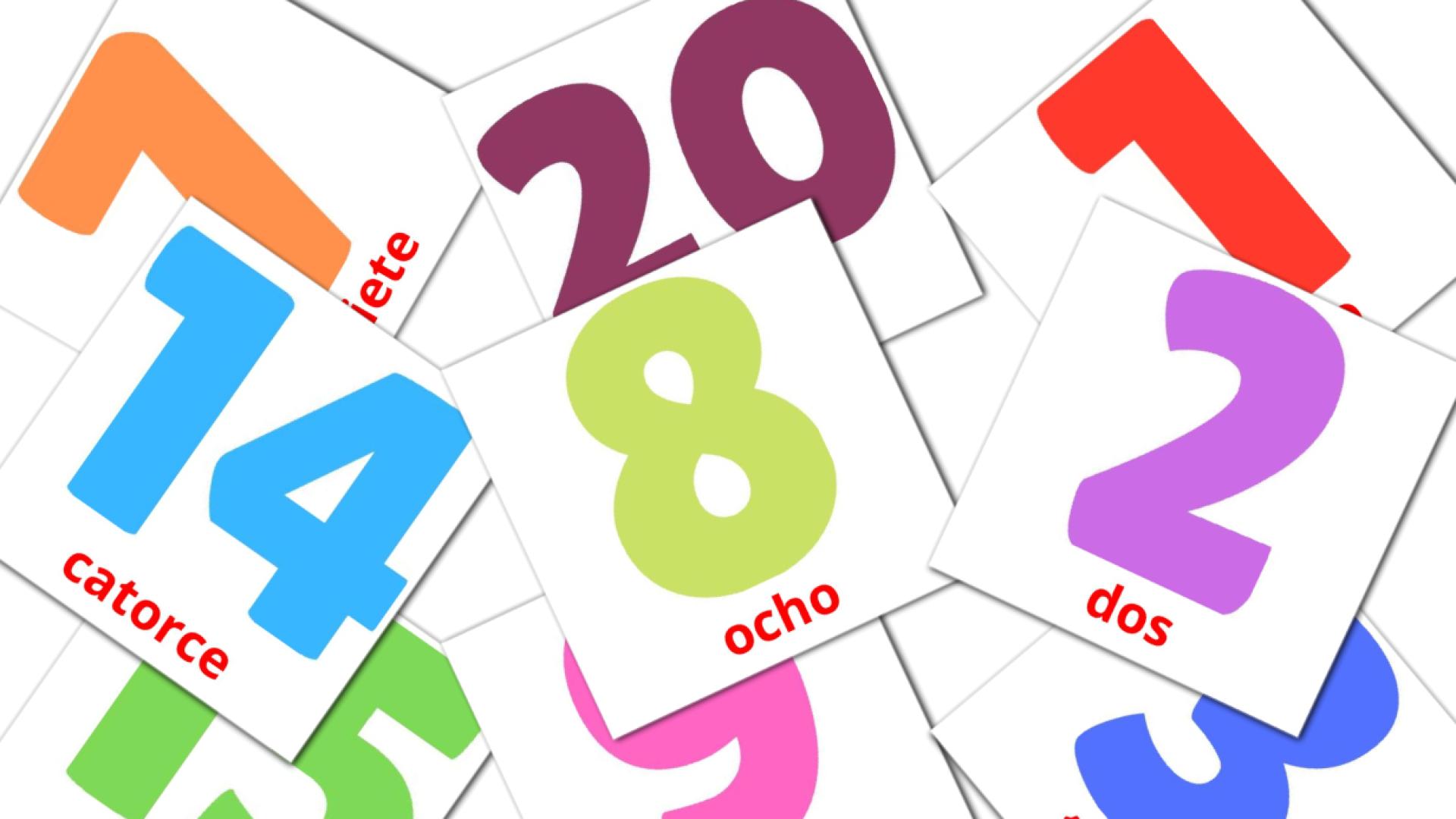 20 flashcards di Números (1-20)