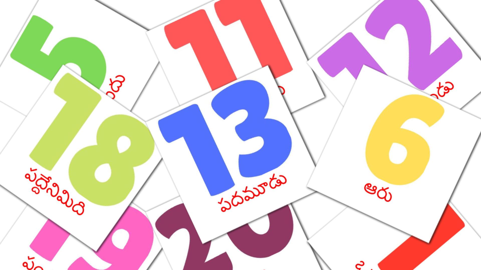 20 tarjetas didacticas de సంఖ్యలు (1-20)