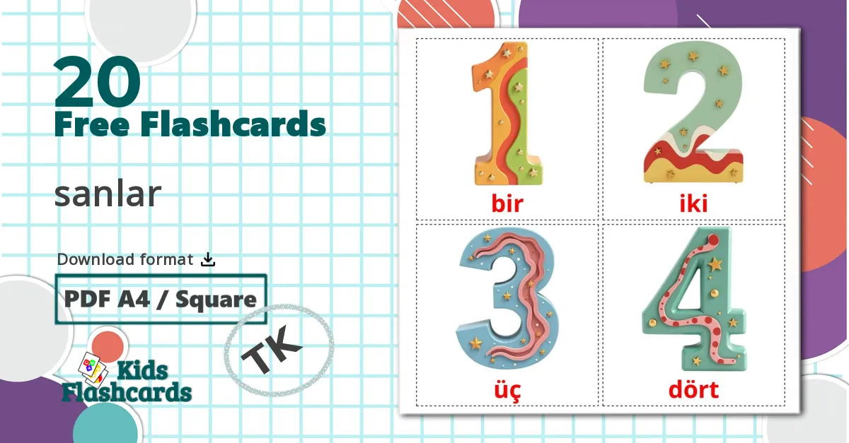20 Numbers (1-20) bildekort