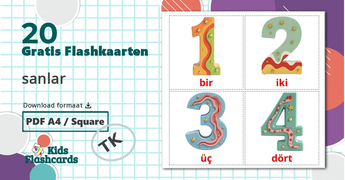 20 Getallen(1-20) Leerkaarten voor kinderen