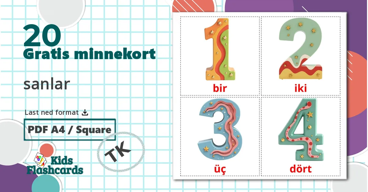 20 Counting bildekort