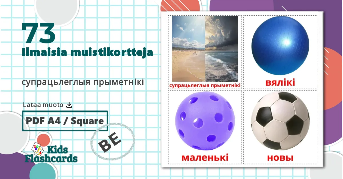 73 супрацьлеглыя прыметнікі lasten kuvakortit