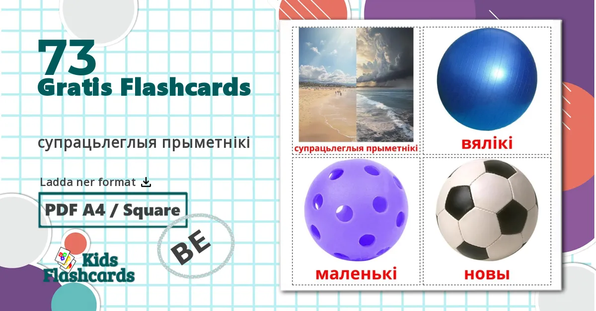 73 супрацьлеглыя прыметнікі bildkort för barn