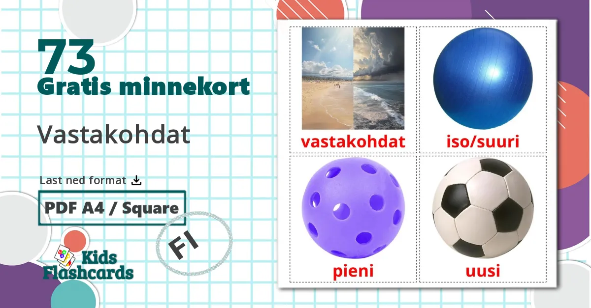 73 Vastakohdat bildekort