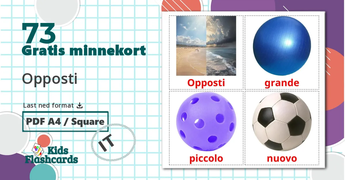 73 Opposti billedkort for børn