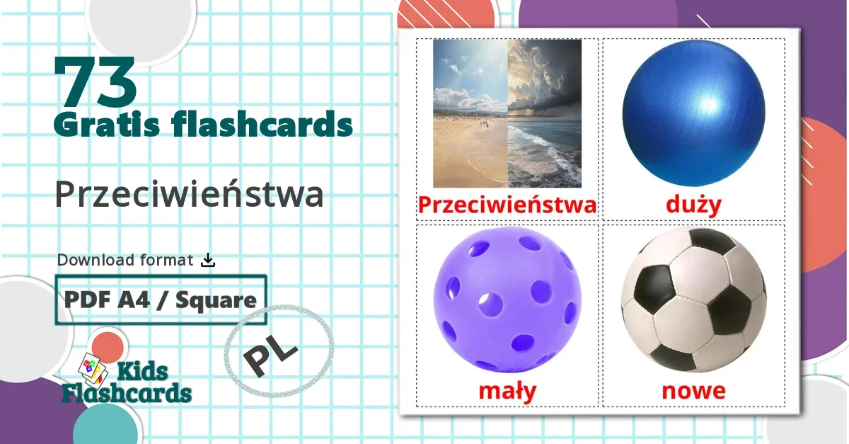 73 Przeciwieństwa billedkort for børn