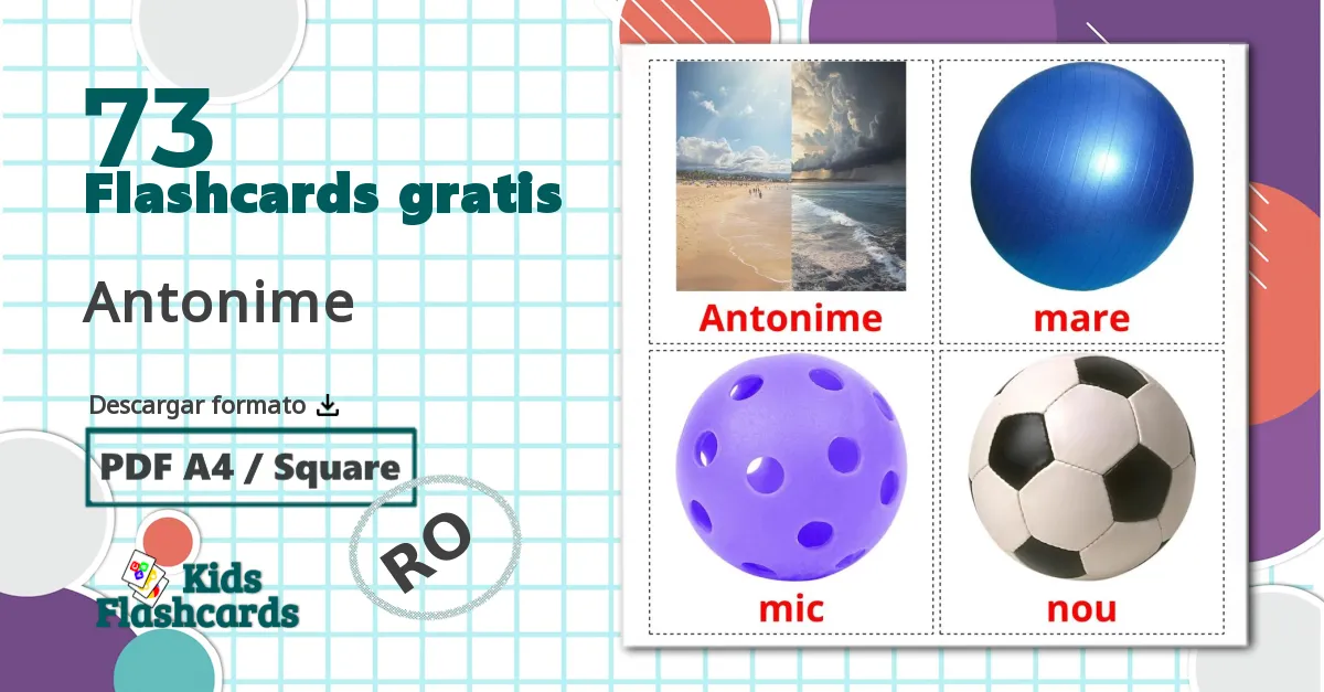 73 tarjetas didacticas de Antonime