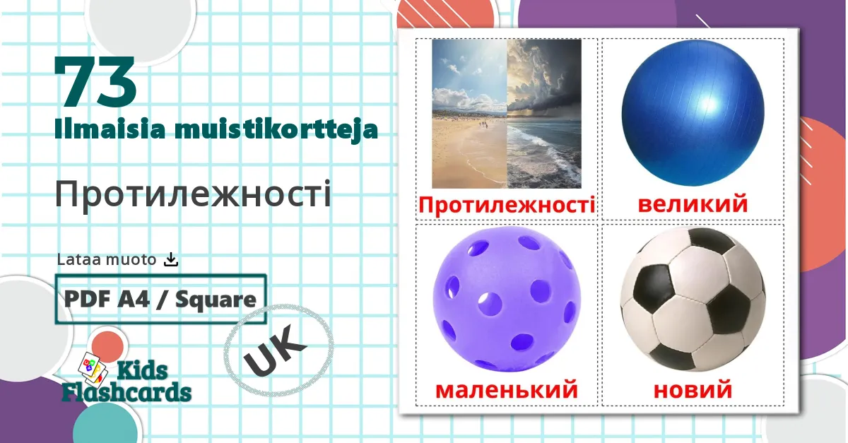 73 Протилежності lasten kuvakortit