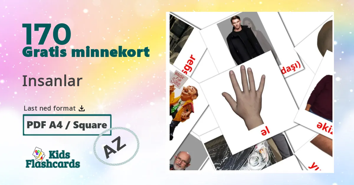 Insanlar bildekort for barn på azerbaijani