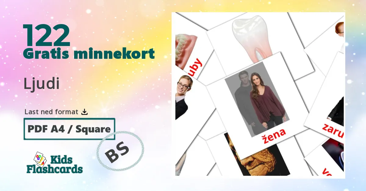 Ljudi bildekort for barn på bosnisk