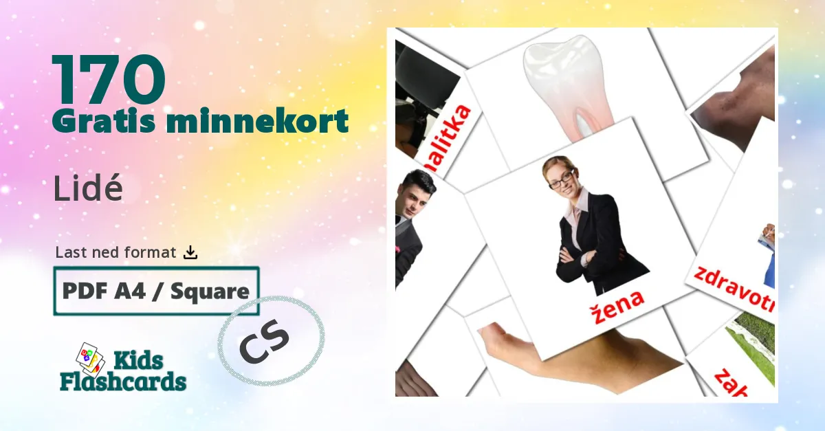 Lidé bildekort for barn på tsjekkisk