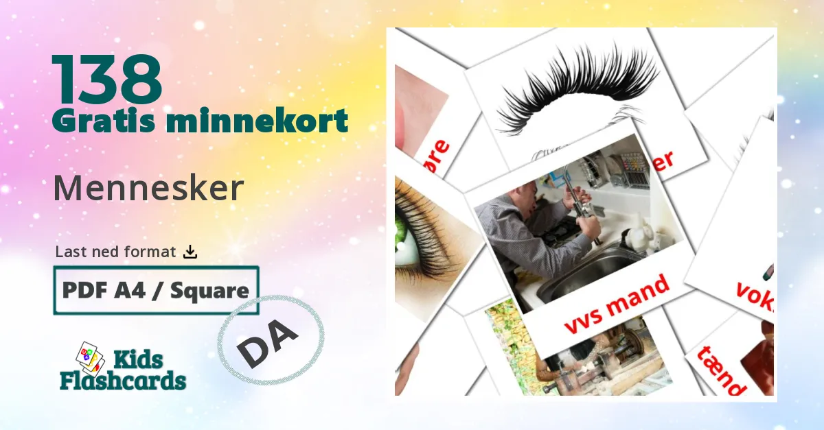 Mennesker bildekort for barn på dansk