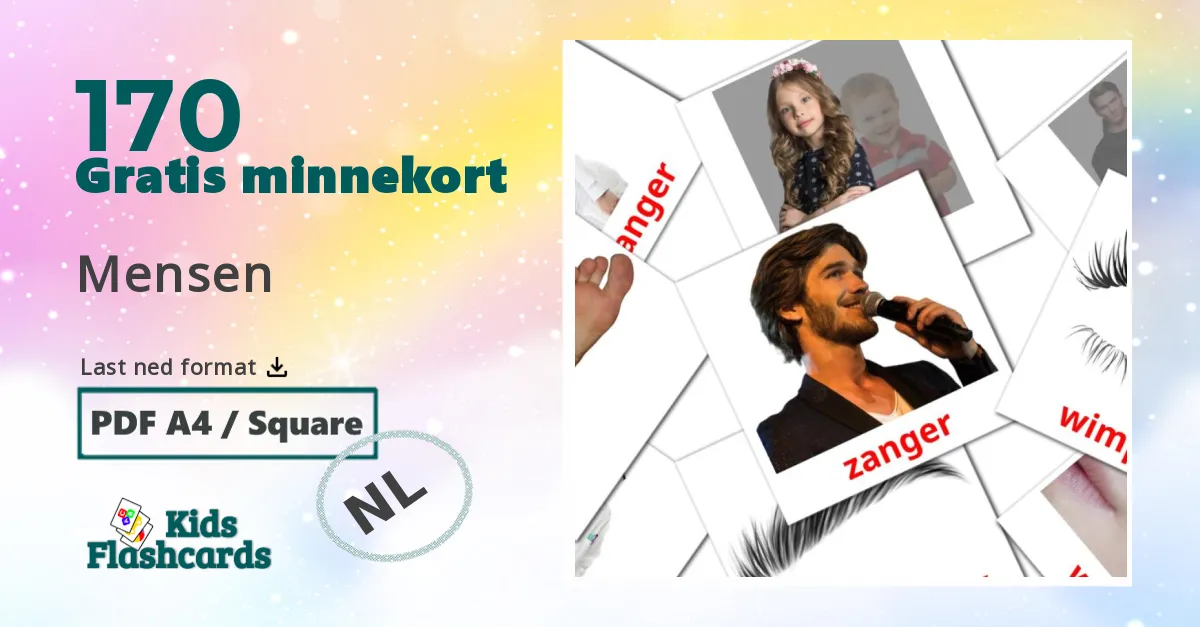 Mensen bildekort for barn på nederlandsk