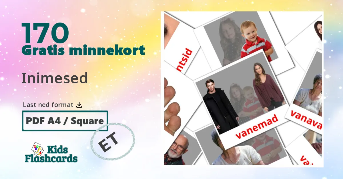Inimesed bildekort for barn på estonisk