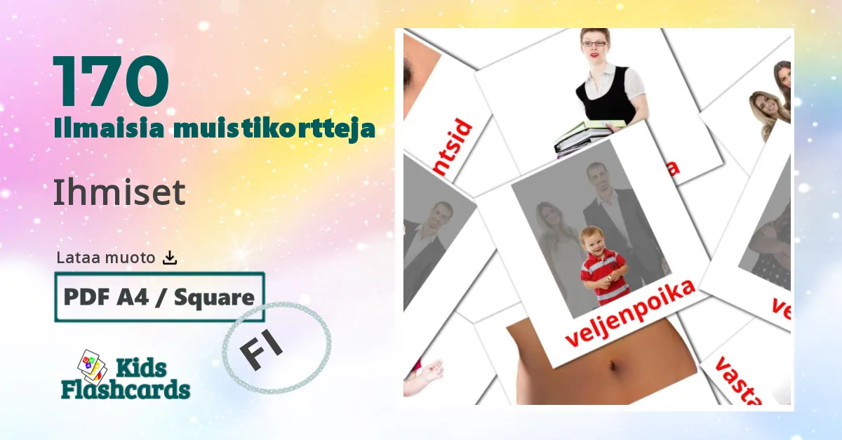 Ihmiset  – lasten kuvakortit suomiksi sanastoon