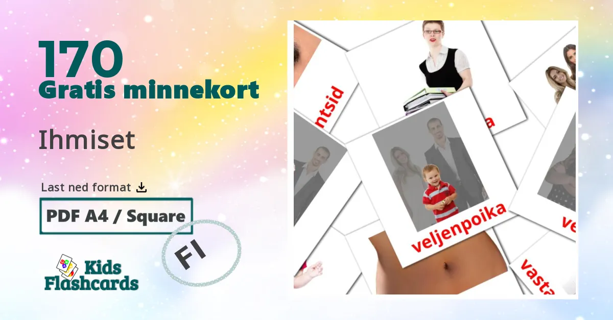 Ihmiset  bildekort for barn på finsk