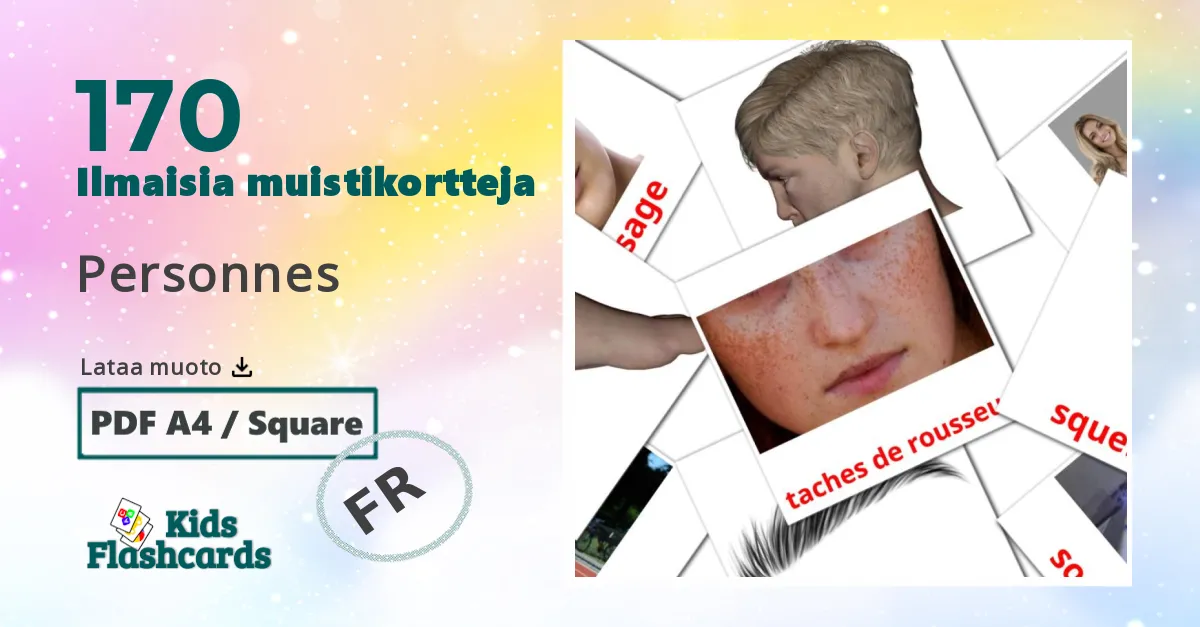 Personnes – lasten kuvakortit ranskalaiseksi sanastoon