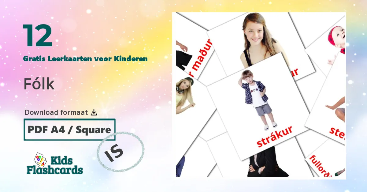 12 Fólk Leerkaarten voor kinderen