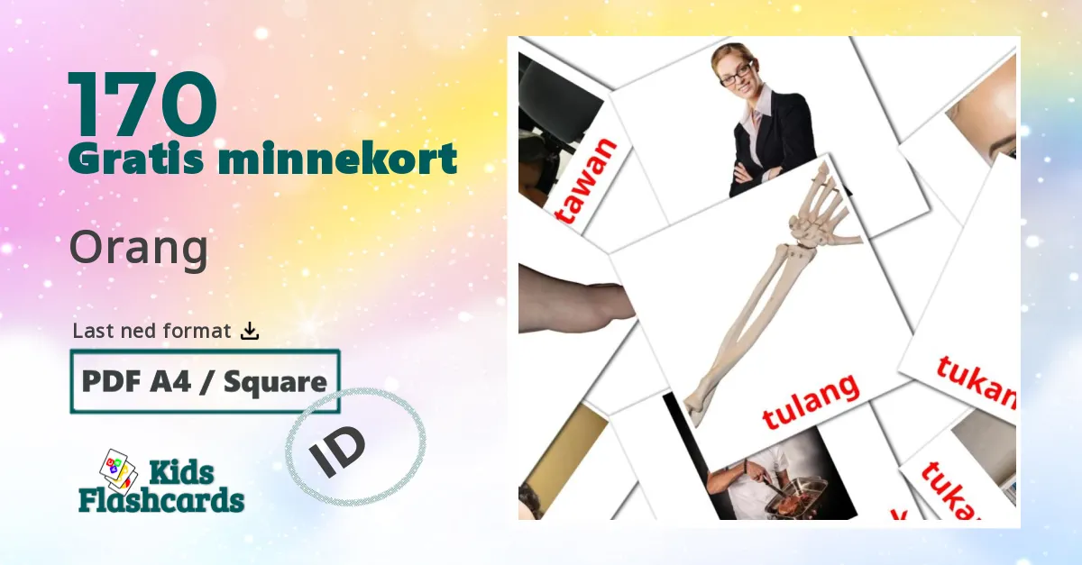 Orang bildekort for barn på indonesisk