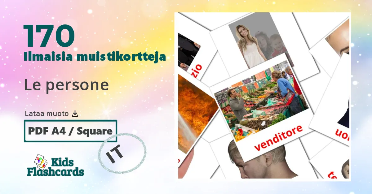 Le persone – lasten kuvakortit italialaiseksi sanastoon