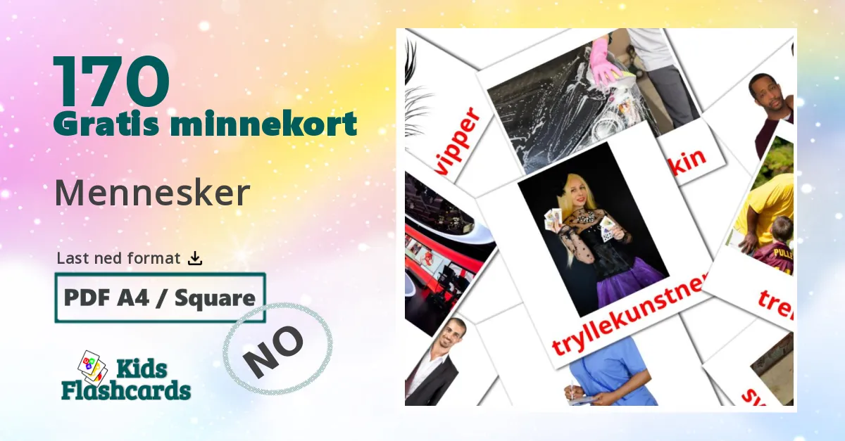 Mennesker bildekort for barn på norsk
