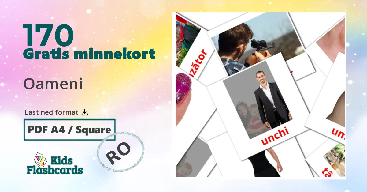 Oameni bildekort for barn på rumensk