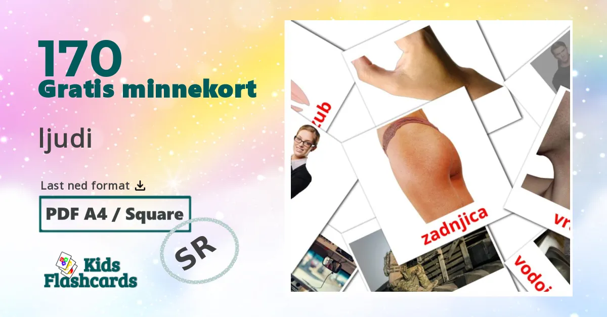 ljudi bildekort for barn på serbisk