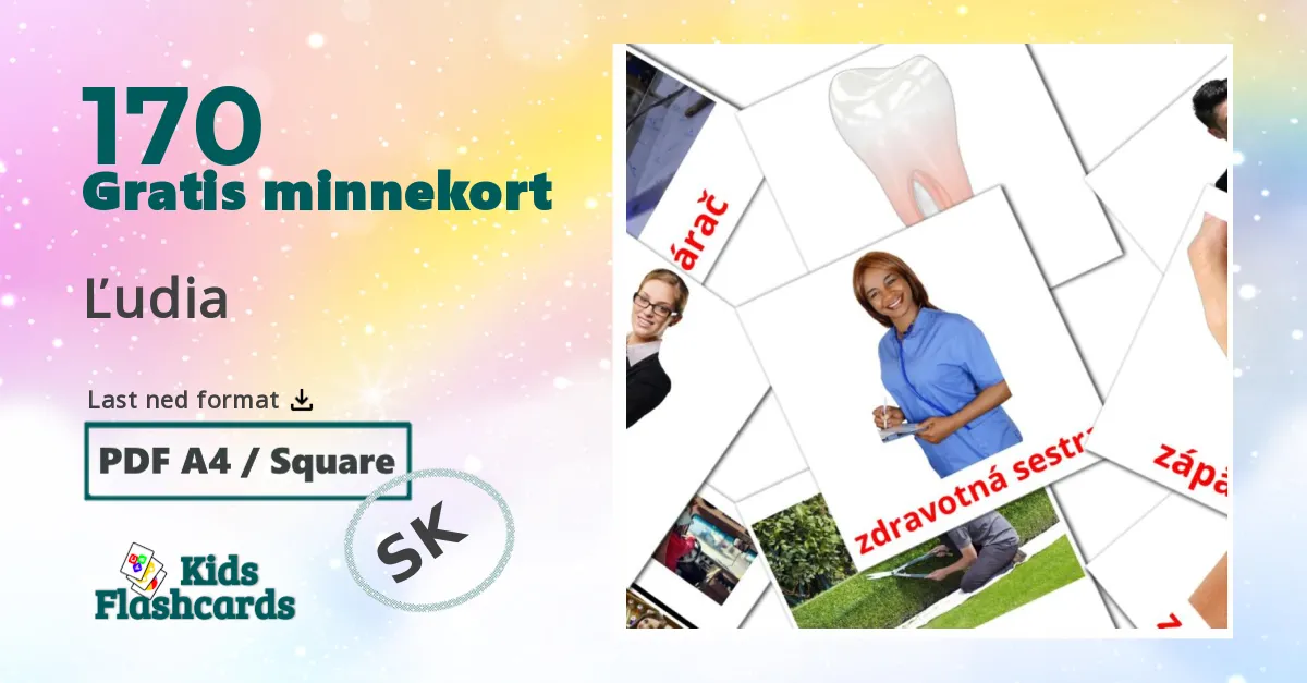 Ľudia bildekort for barn på slovakisk