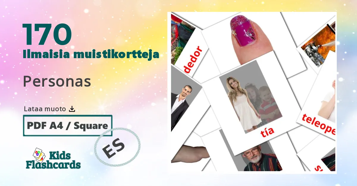 Personas – lasten kuvakortit espanjaksi sanastoon