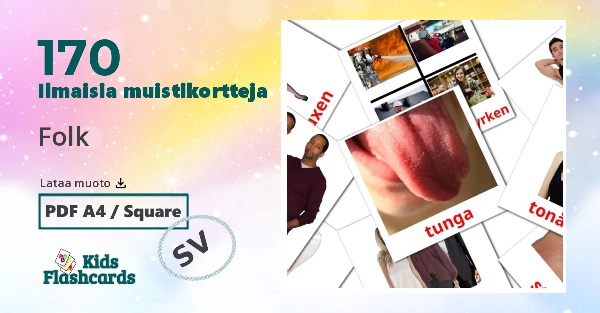 170 Folk lasten kuvakortit