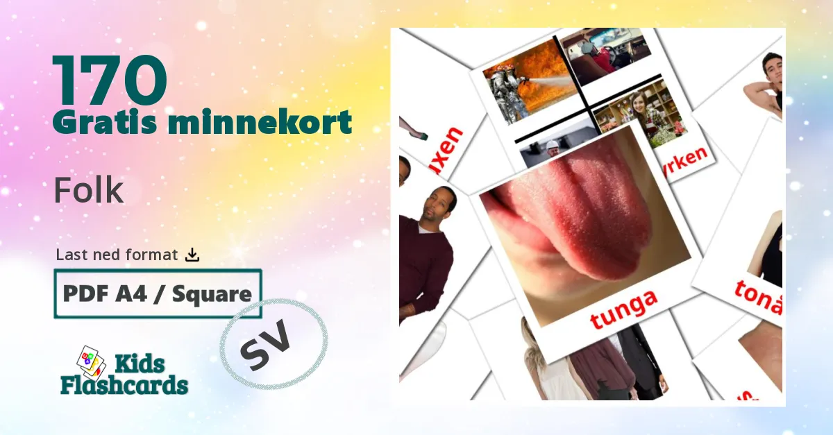 Folk bildekort for barn på svensk