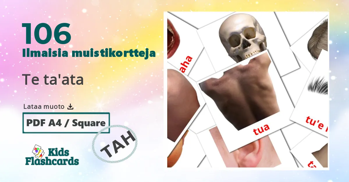 Te ta'ata – lasten kuvakortit tahitianksi sanastoon