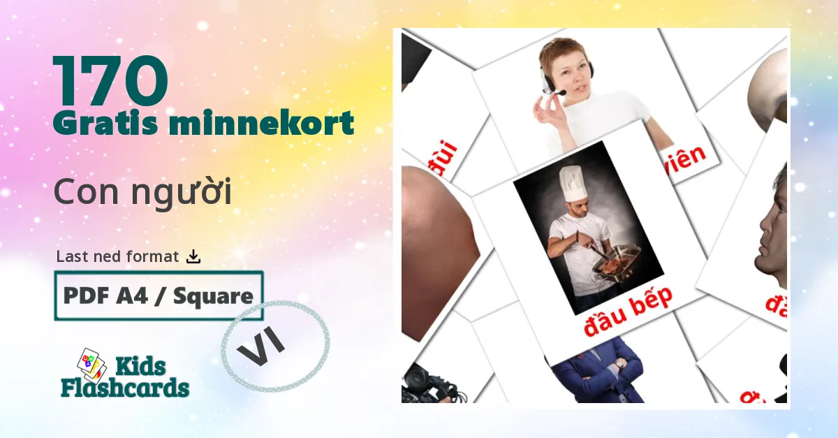 Con người  bildekort for barn på vietnamesisk