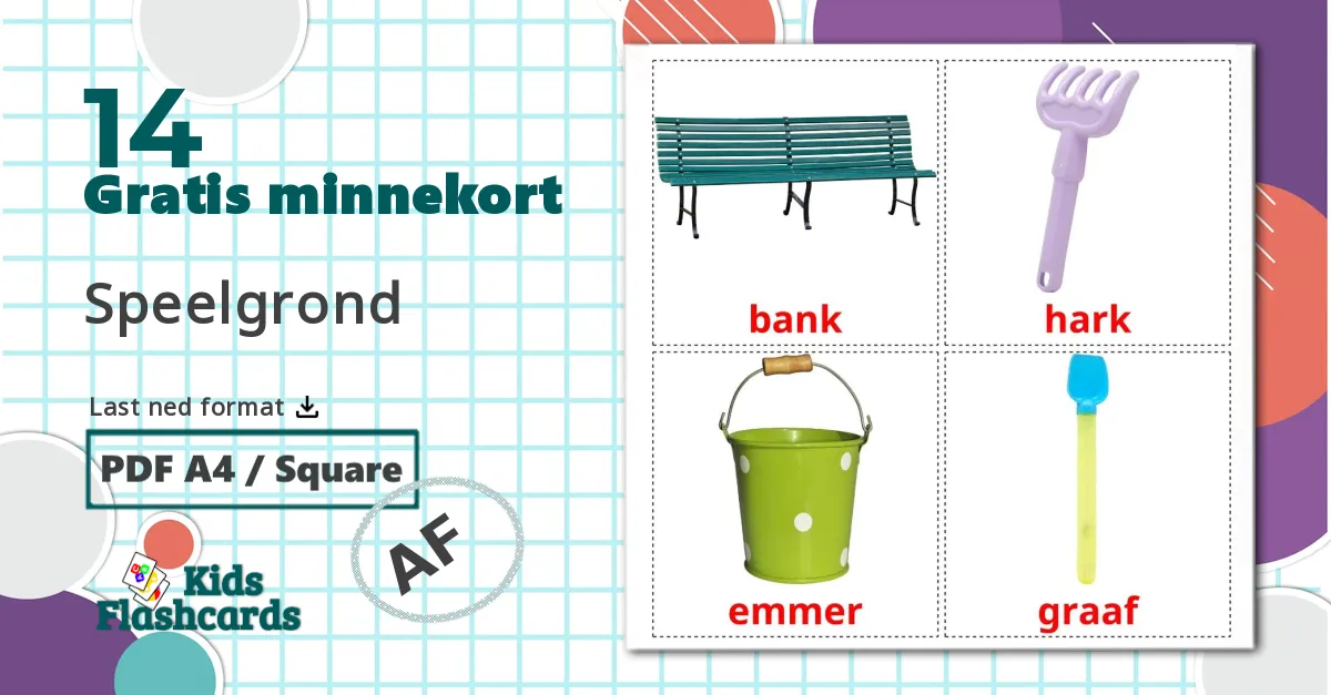 Lekeplass - Ordforrådskort for afrikaans