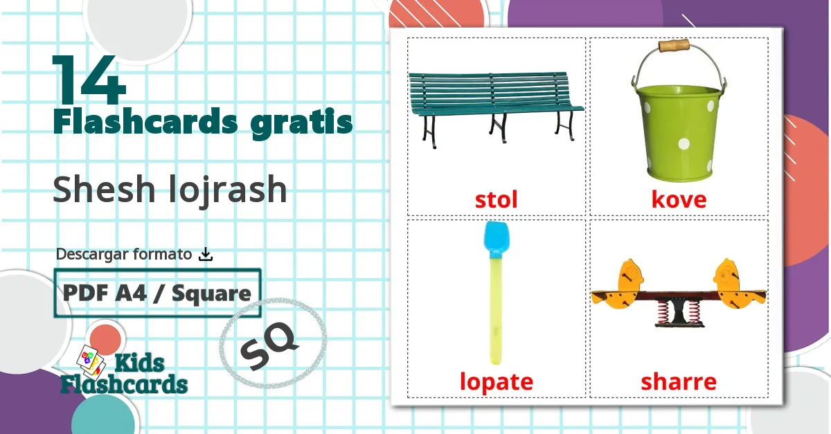 Parque infantil - tarjetas de vocabulario en albanés